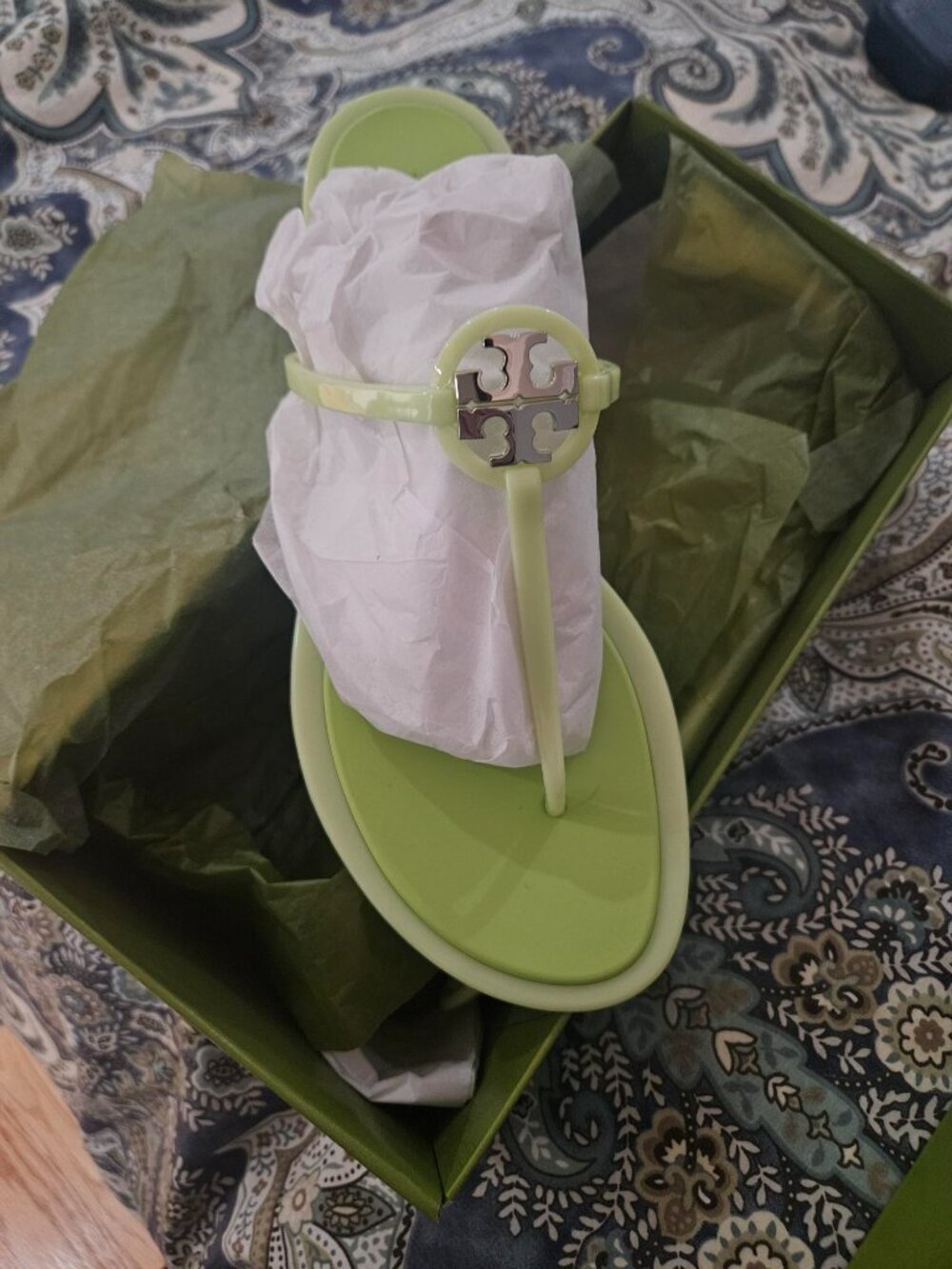 New! Tory Burch Mini Miller Jelly - Garden Mint & Silver - Size 8 - Picture 2 of 3
